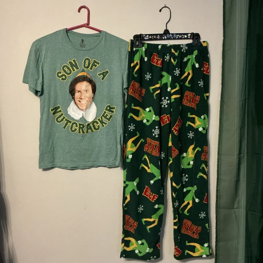 Elf Themed Green Kids Pajamas Set